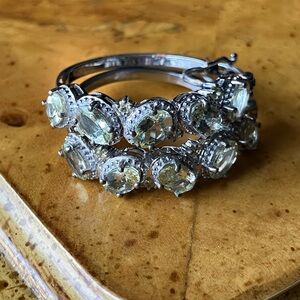 Natural Yellow Apatite Yellow Sapphire Sterling Silver Hoop Earrings